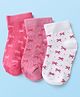 Doodle Poodle Cotton Knit Ankle Length Bow Design Socks Pack of 3-pink White