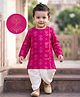 EARTHY TOUCH 100% Cotton Knit Full Sleeves Kurta and Dhoti Set with Foil Print in Pink
