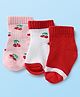 Doodle Poodle Cotton Knit Ankle Length Cherry Design Socks Pack of 3 -Red, Pink & White