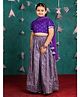 Jilmil Silk Woven Half Puffed Sleeves Abstract Foil Printed Blouse & Lehenga Set With Dupatta - Purple