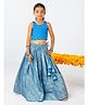 Jilmil Silk Woven Sleeveless Ethnic Motifs Foil Printed Lehenga Choli Set - Blue