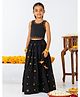 Jilmil Chanderi Woven Sleeveless Floral Motifs Embroidered Lehenga Choli Set - Black