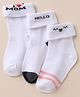 Doodle Poodle Cotton Knit Ankle Length With Text Design Socks Pack of 3- Bright White