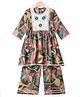 Blabber Three Fourth Sleeves Floral Printed & Embroidered Kurti & Palazzo Set - Green