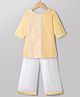 Blabber Three Fourth Sleeves Floral & Ethnic Motifs Embroidered Kurti Palazzo Set - Lemon