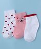 Doodle Poodle Cotton Blend Knit Socks with Kitten & Hearts Design Pack of 3 - White & Pink