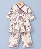 Blabber Three Fourth Sleeves Floral Printed & Gota Lace Embellished Kurti Palazzo Set - Purple