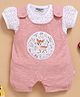 Wonderchild Interlock Woven Half Sleeves Deer & Floral Printed T-Shirt With Romper - White & Peach