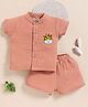 Wonderchild Interlock Knit Half Sleeve Shirt & Shorts With Giraffe Patch - Rust