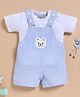 Wonderchild Interlock Woven Half Sleeves Tee With Bear Face Patch Dungaree - White & Navy