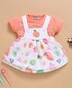 Wonderchild Interlock Woven Frock with Inner Tee and Half Sleeves with Fruit Print in Peach