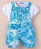 Wonderchild Interlock Woven Half Sleeves Tee With Tie & Dye Printed Dungaree - White & Light Blue