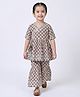 Bella Moda Cotton Woven Half Sleeves Geometric Ethnic Motifs Printed Lace Embellished Angarakha Style Kurti & Sharara Set - Multi Colour