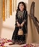 Bella Moda Cotton Woven Three Fourth Sleeves Floral & Abstract Embroidered Kurti & Sharara With Dupatta Set - Black