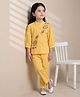 Bella Moda Cotton Woven Three Fourth Sleeves Floral Embroidered Top & Pants Set - Yellow