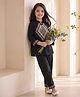 Bella Moda Cotton Woven Full Sleeves Floral & Geometric Embroidered Kurti & Pants Set - Black