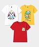 FASHIONOY Cotton Knit Pack Of 3 Half Sleeves Animals Printed Tees - White Red & Yellow