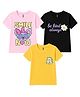 FASHIONOY Cotton Knit Pack Of 3 Half Sleeves Animals & Be Kind Always Text Printed Tees - Pink , Black & Yellow