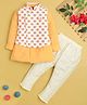 Jeet Ethnics Cotton Blend Knit Full Sleeves Solid Kurta & Pyjama With Elephant Printed Jacket Set - Yellow