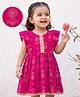 EARTHY TOUCH 100% Cotton Knit Ethnic Dress with Half Sleeves and Floral Foil Print in Pink