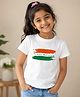 M'andy Sinker Knit Independence Day Theme Half Sleeves Vande Mataram Text Printed Tee - White