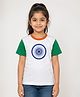M'andy Sinker Knit Independence day Theme Half Sleeves Colour Blocked & Ashoka Chakra Printed Tee - White