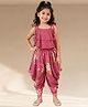 Lil' Drama Viscose Rayon Knit Sleeveless Foil Printed Top & Floral Printed Dhoti Set - Dark Pink