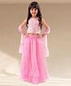 Lil' Drama Cotton Knit Sleeveless Thread Work Detailed Lehenga Choli With Dupatta Set - Pink