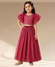 Lil' Drama Cotton Knit Half Sleeves Abstract Embroidered lehenga Choli Set - Wine Purple