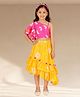Lil' Drama Knit Sleeveless Shibori Tie Dye Coordinating Top & Skirt Set - Pink & Yellow