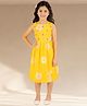 Lil' Drama Cotton Knit Sleeveless Shibori Tie Dye Floral Embroidered Dress - Yellow