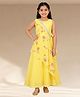 Lil' Drama Cotton Knit Sleeveless Floral Printed Dress - Yellow
