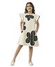 Bugandbees Cotton Woven Frill Sleeves Floral Printed Dress - Off White