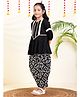 Bugandbees Viscose Rayon Woven Three Fourth Sleeves Ric Rac Lace Embellished Kurti & Salwar Set - Black