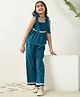 Bugandbees Cotton Woven Sleeveless Ric Rac Lace Embellished Top & Pants Set - Teal Blue