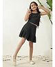 Bugandbees Cotton Woven Sleeveless Frill Detailed Top & Skirt Set - Black