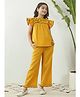 Bugandbees Cotton Woven Frill Sleeves Floral Printed Top & Pants Set - Yellow