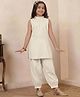 Bugandbees Cotton Woven Sleeveless Solid Kurti & Pants Set - Off White