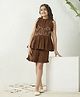 Bugandbees Cotton Woven Sleeveless Elephant Embroidered Top & Shorts Set - Dark Brown