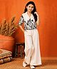 Fashion Dream Cotton Blend Woven Half Sleeves Floral Embroidered Top & Palazzo Set - Off White