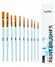 hoblie Paint Brush Set, Compact Paint Brush Set for Painting, Flat, Filbert, and Round Painting Brush for Artist, Ideal for Canvas, Acrylic, Gouache, Watercolor & Fabric - Pack of 10