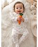 Tipy Tipy Tap Cotton Lycra Knit Full Sleeves Frill Detailed Bunny Printed Romper With Toy - Multi Colour