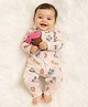 Tipy Tipy Tap Cotton Lycra Knit Full Sleeves Cat Printed Romper With Toy - Multi Colour