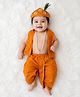 Tipy Tipy Tap Cotton Knit Janmashtami Theme Dhoti With Stole Crown & Mala Set - Orange