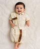 Tipy Tipy Tap Cotton Knit Half Sleeves Solid Shirt & Lungi Set With Stole - Off White