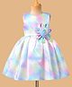 Bluebell Tissue Woven Sleeveless Party Dress With Floral Applique - Light Blue