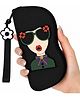 New Pinch Silicone Sunglasses Cases with Zipper & Lanyard Cartoon Fashion Eyeglasses Organizer Pouch, Soft Protective Storage for Glasses, Travel-Friendly (17 x 7.5 cm)PACK OF 1 Black