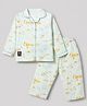Enfance Core Cotton Woven Full Sleeves Co-ords Shirt & Pyjama Night Suit with Bear Kingdom Printed in Light Green