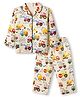 Enfance Core Cotton Woven Full Sleeves Construction Vehicles Printed Shirt & Pyjama Co-ords Nightsuit - Yellow