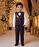 Rikidoos Cotton Woven Full Sleeves 3 Piece Party Suit With Bird Sequin Detailing & Bow - Wine & White